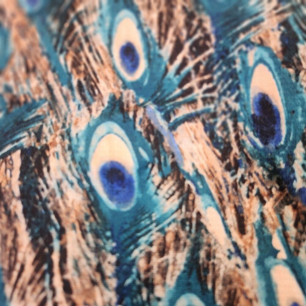 Talbots Women's 14P Petite Peacock Feather Animal Print Boho 90s Pencil Skirt - Picture 6 of 12